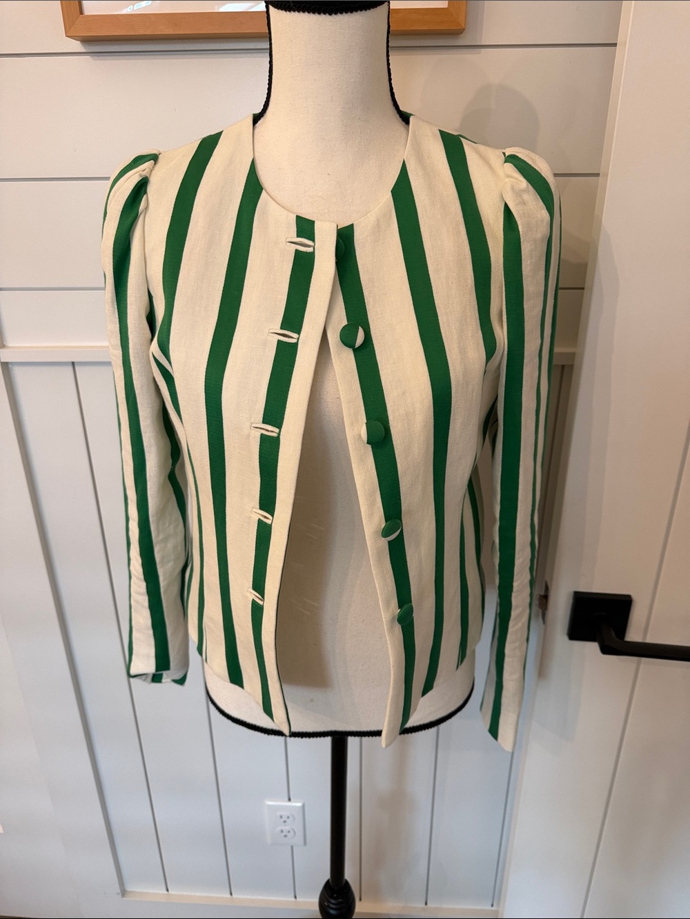 Boden Striped Green and Cream Women's Jacket - BNWT